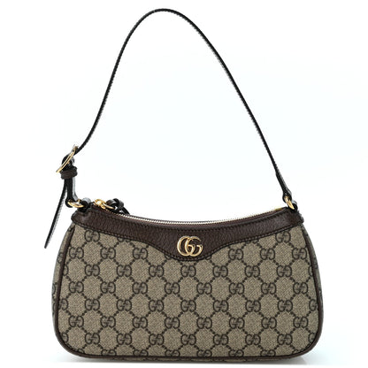 GG Supreme Monogram Textured Dollar Calfskin Small Ophidia Hobo Beige Ebony New Acero