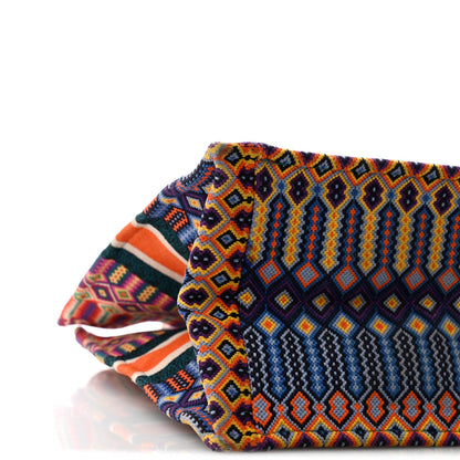 Canvas Embroidered Large Mexican Crafts Book Tote Orange Multicolor