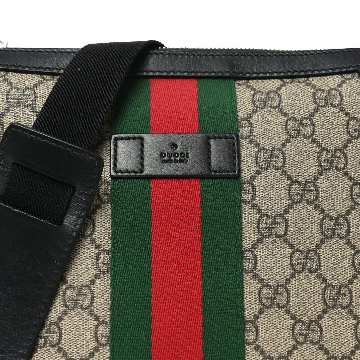 GG Supreme Monogram Web Messenger Bag Black