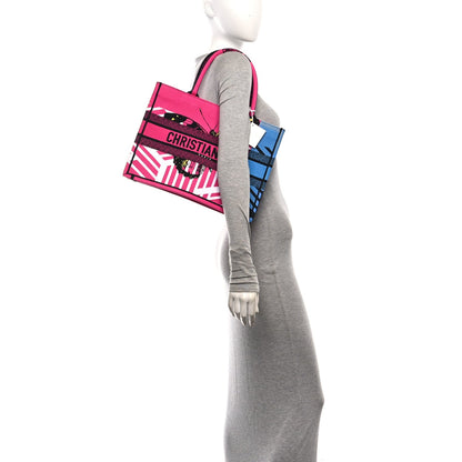 Canvas Embroidered Medium Jungle Pop Book Tote Fuchsia Multicolor