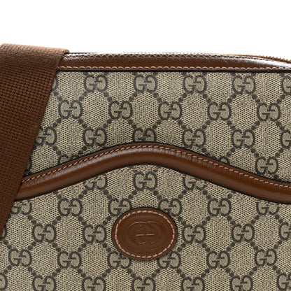 GG Supreme Monogram Azalea Calfskin Retro Interlocking G Messenger Shoulder Bag Beige Ebony Brown Sugar