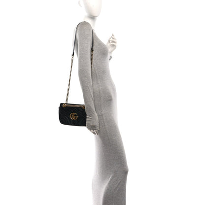 Calfskin Matelasse Mini GG Marmont Shoulder Bag Black
