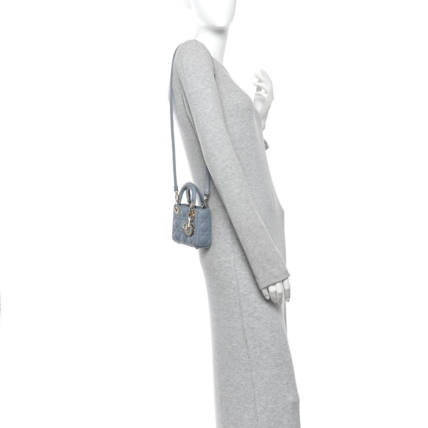 Lambskin Cannage Micro Lady Dior Cloud Blue