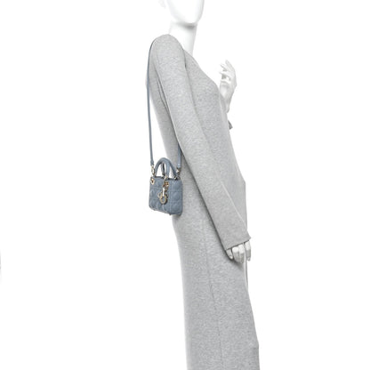 Lambskin Cannage Micro Lady Dior Cloud Blue