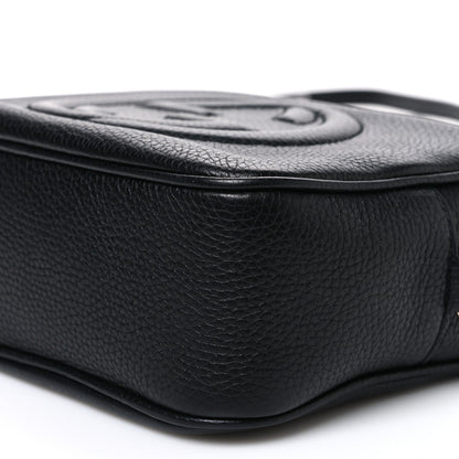 Pebbled Calfskin Small Soho Disco Bag Black