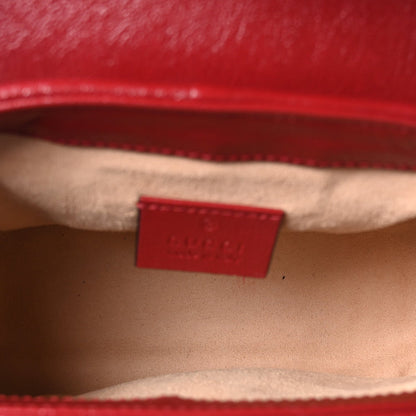 Vintage Effect Calfskin Matelasse Diagonal Mini Torchon GG Marmont Top Handle Shoulder Bag Black Romantic Cherry