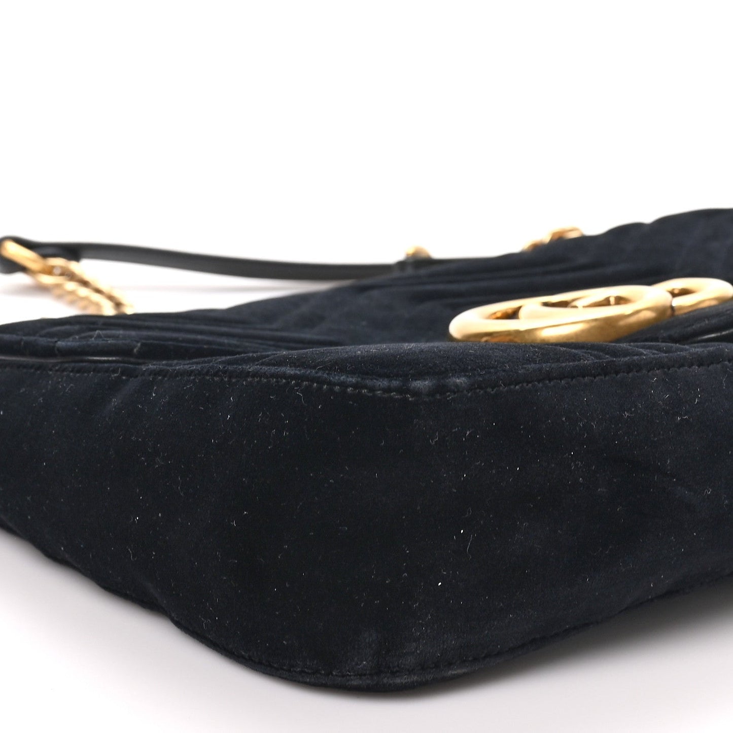 Velvet Matelasse Medium GG Marmont Shoulder Bag Black