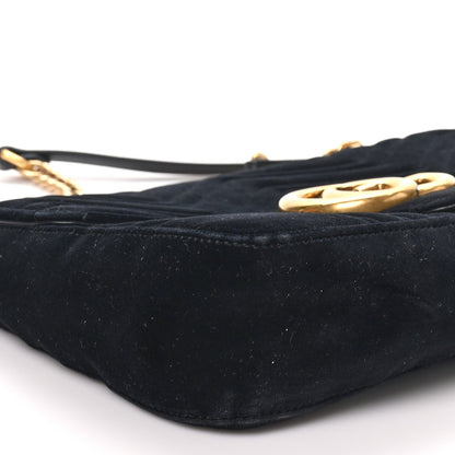 Velvet Matelasse Medium GG Marmont Shoulder Bag Black