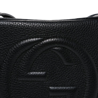 Pebbled Calfskin Small Soho Disco Bag Black