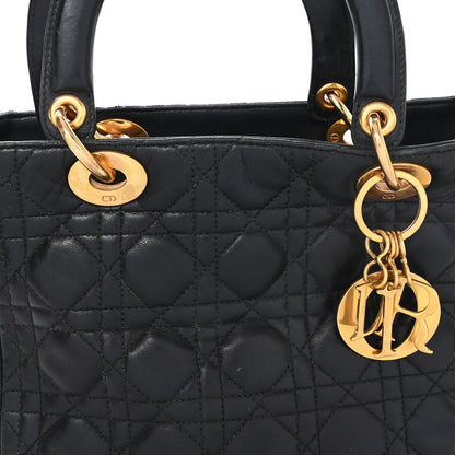 Lambskin Cannage Medium Lady Dior Black