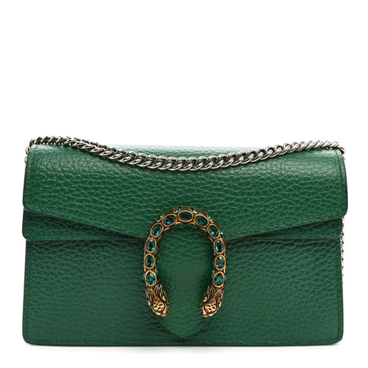 Dollar Calfskin Crystal Super Mini Dionysus Shoulder Bag Emerald
