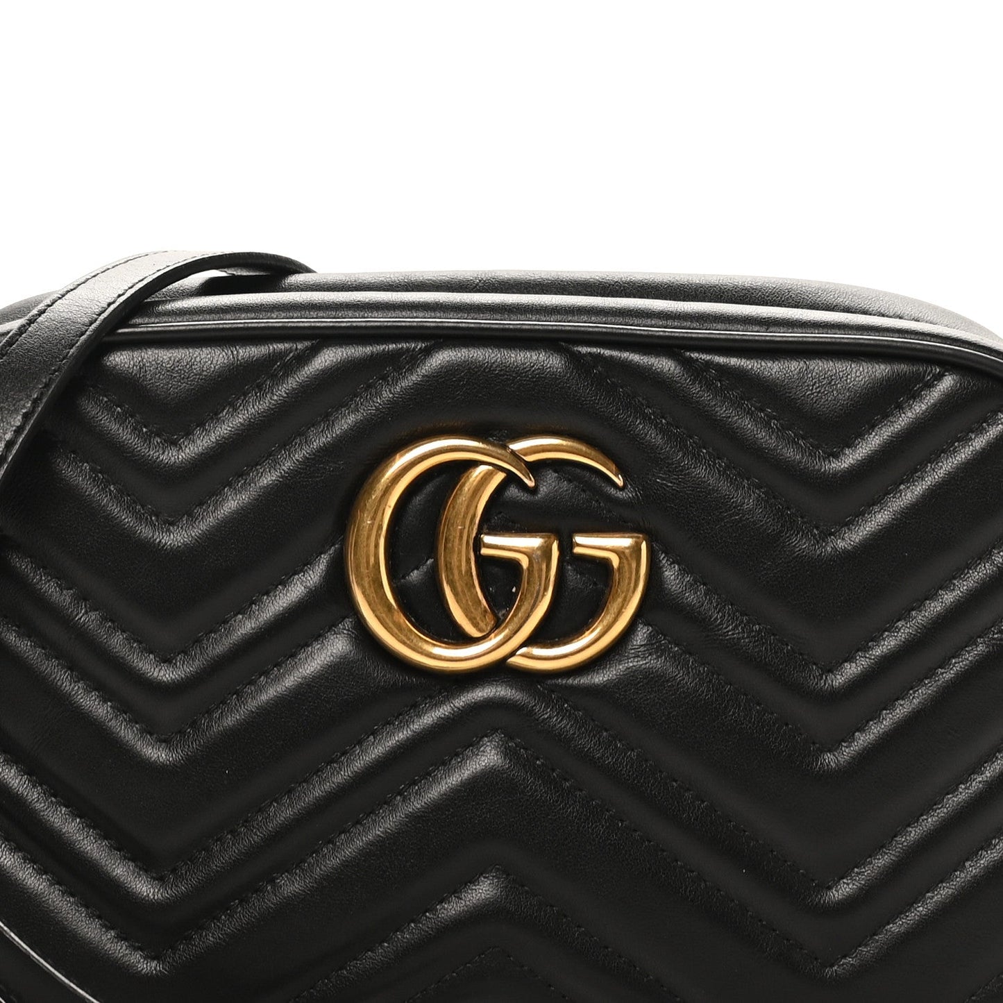 Calfskin Matelasse Small GG Marmont Chain Shoulder Bag Black