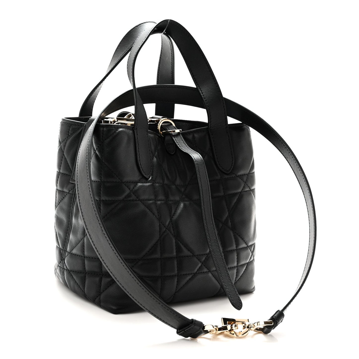 Calfskin Macrocannage Small Toujours Vertical Tote Black