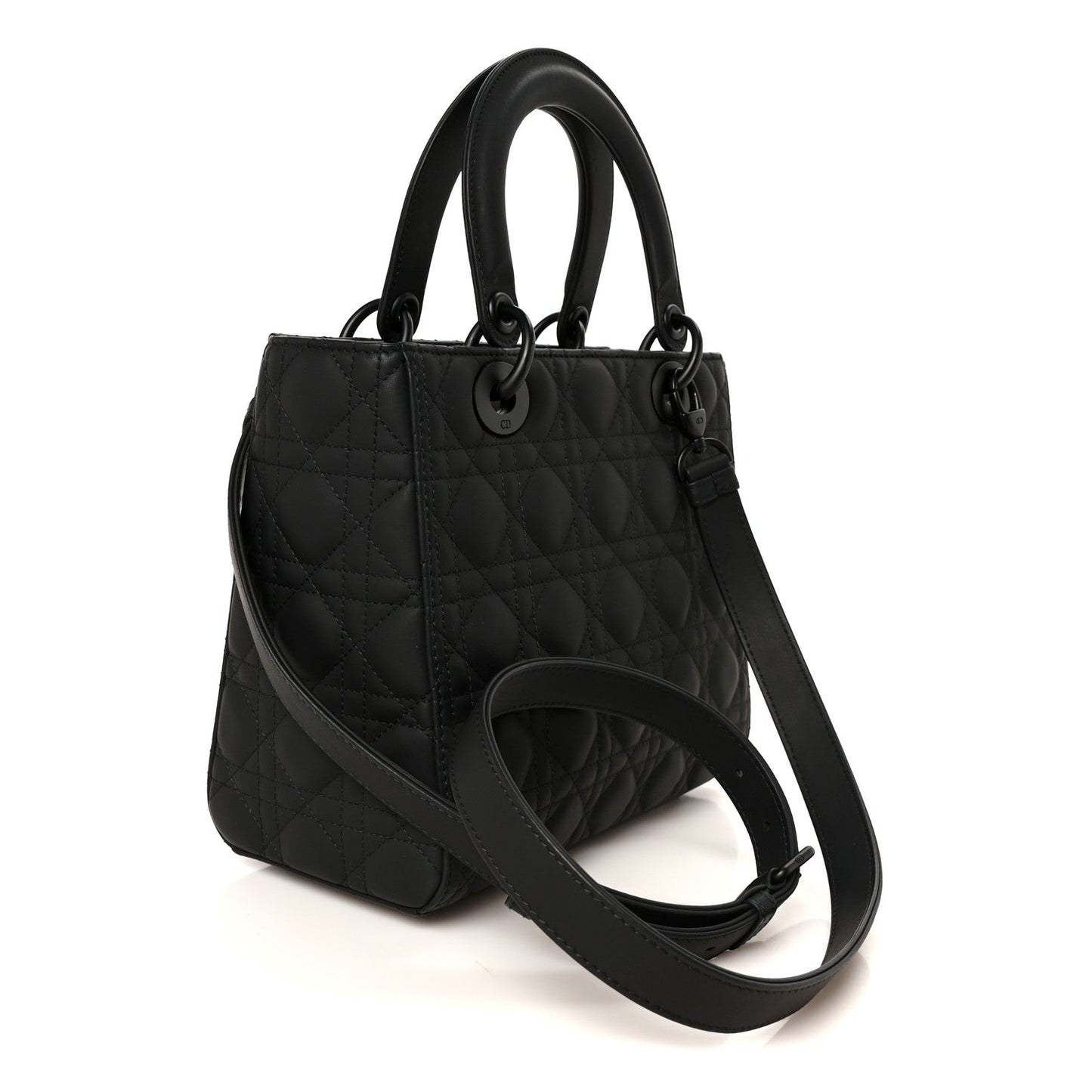Ultra Matte Calfskin Cannage Medium Lady Dior Black