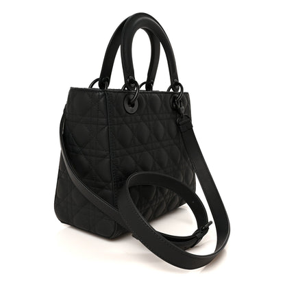 Ultra Matte Calfskin Cannage Medium Lady Dior Black
