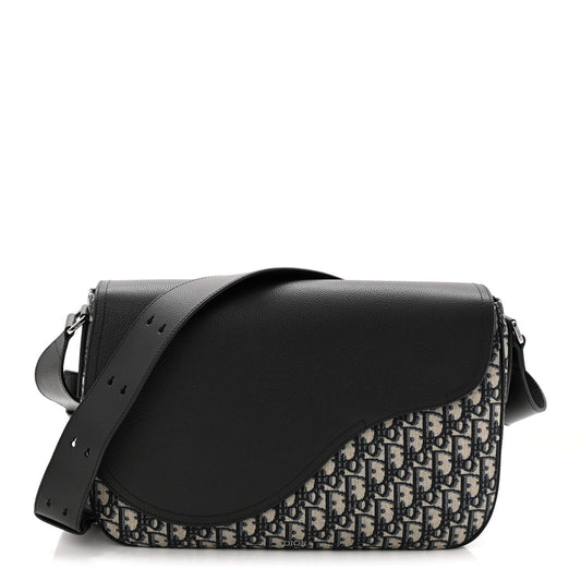 Grained Calfskin Oblique Saddle Messenger Black
