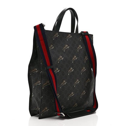 GG Supreme Monogram Tigers Web Vertical Tote Black Multicolor