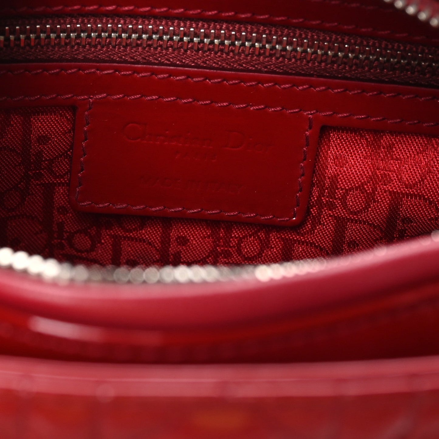 Patent Cannage Medium Lady Dior Burgundy Red