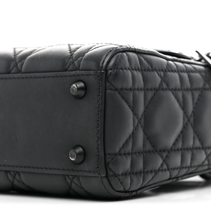 Ultra Matte Calfskin Cannage Mini Lady Dior Black