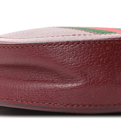 Soft Textured Calfskin Web Mini Ophidia Round Shoulder Bag Vintage Bordeaux