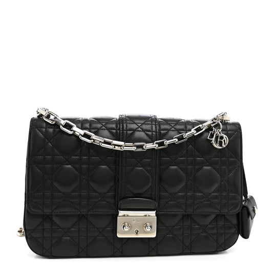 Lambskin Cannage Medium Miss Dior Flap Black