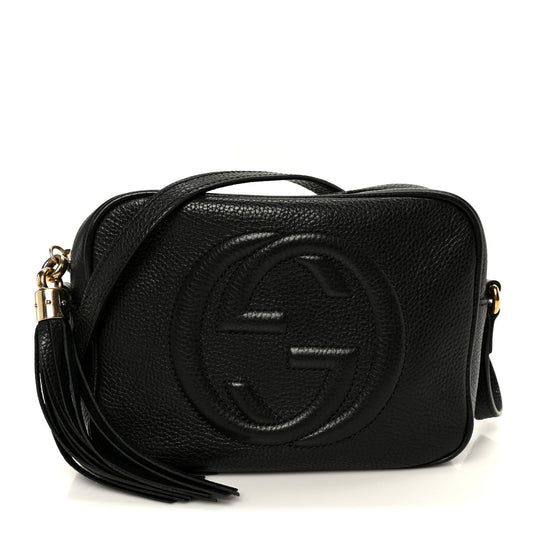 Pebbled Calfskin Small Soho Disco Bag Black