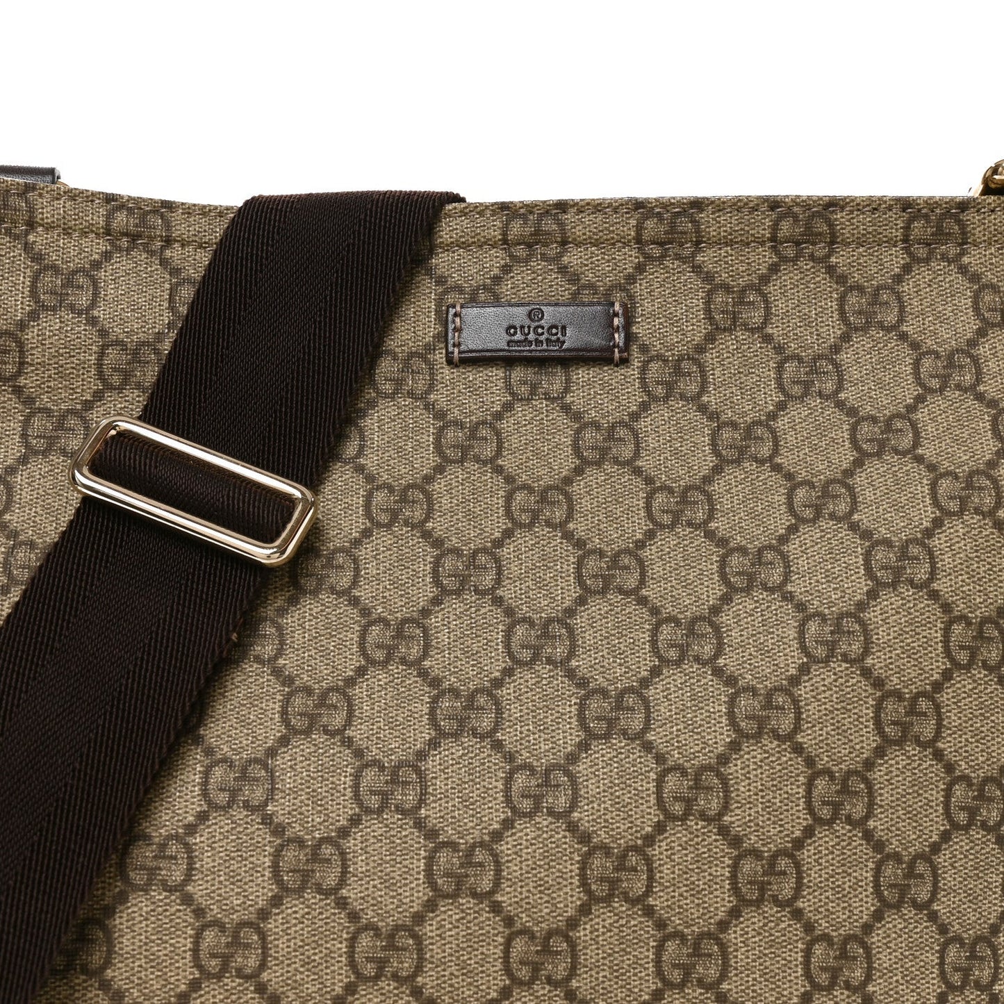 GG Supreme Monogram Medium Flat Messenger Bag Dark Brown