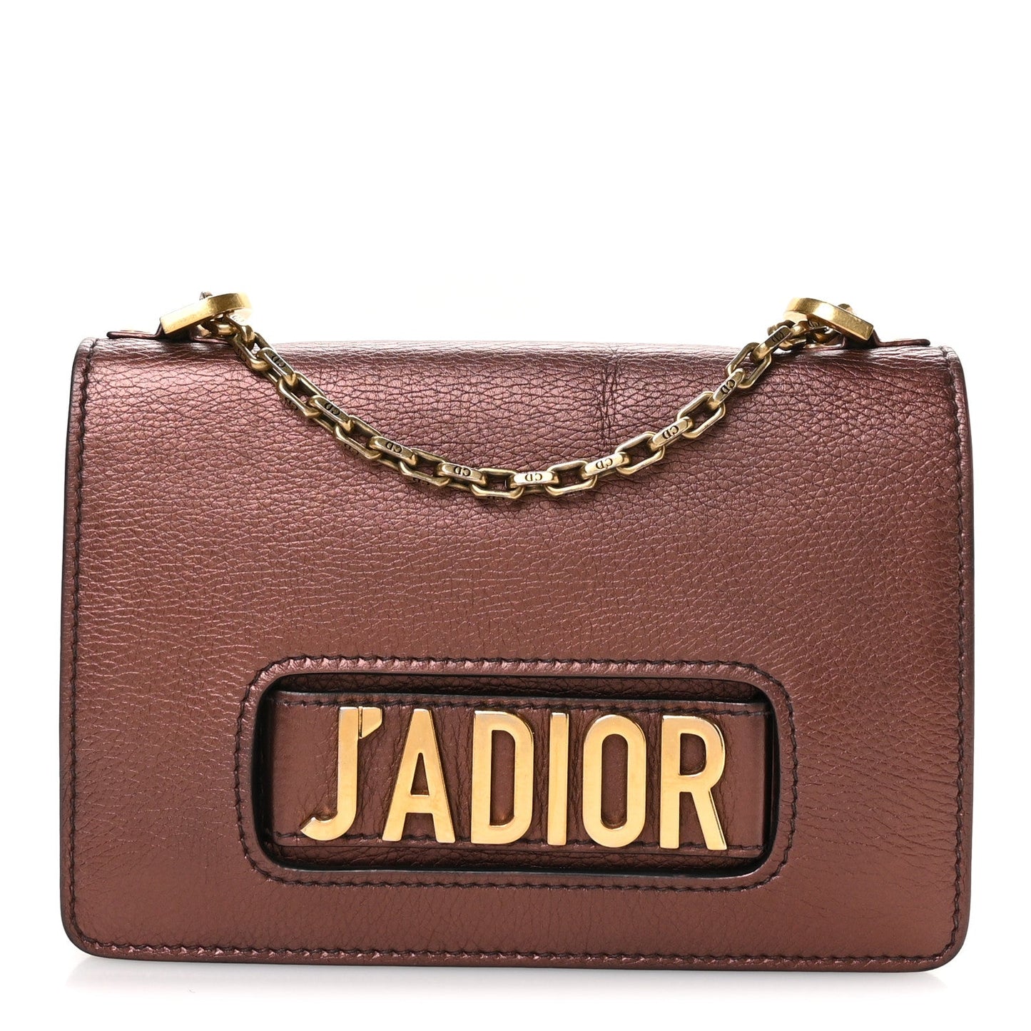 Metallic Calfskin J'Adior Chain Flap Bag Noisette