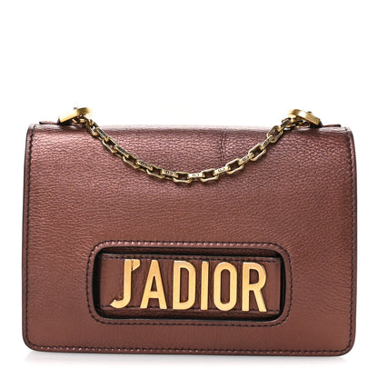 Metallic Calfskin J'Adior Chain Flap Bag Noisette