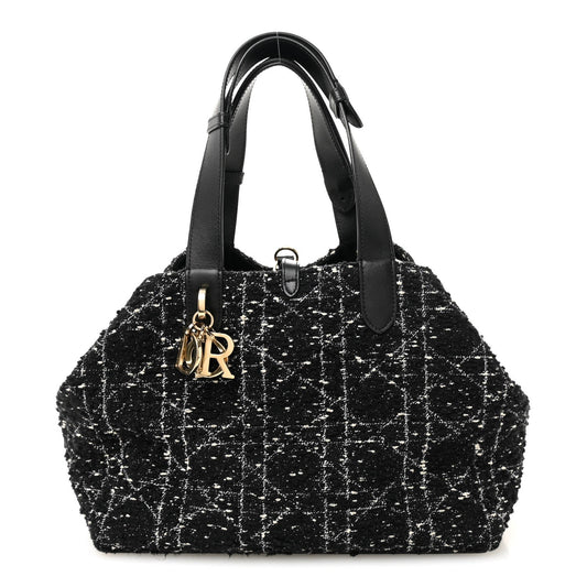 Calfskin Tweed Cannage Medium Toujours Black White