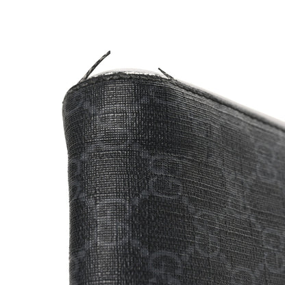 GG Supreme Monogram Appia Calfskin Web Flat Messenger Bag Black Grey