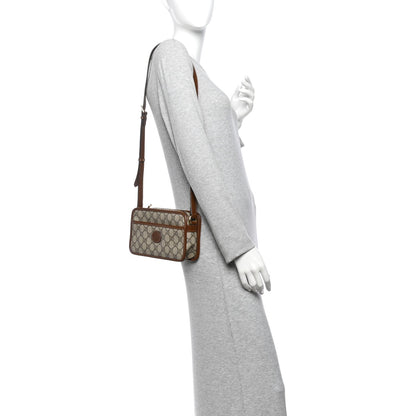 GG Supreme Monogram Azalea Calfskin Mini Retro Interlocking G Shoulder Bag Beige Ebony Brown Sugar