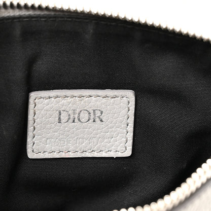 Grained Calfskin Mens Mini Saddle Bag Gray