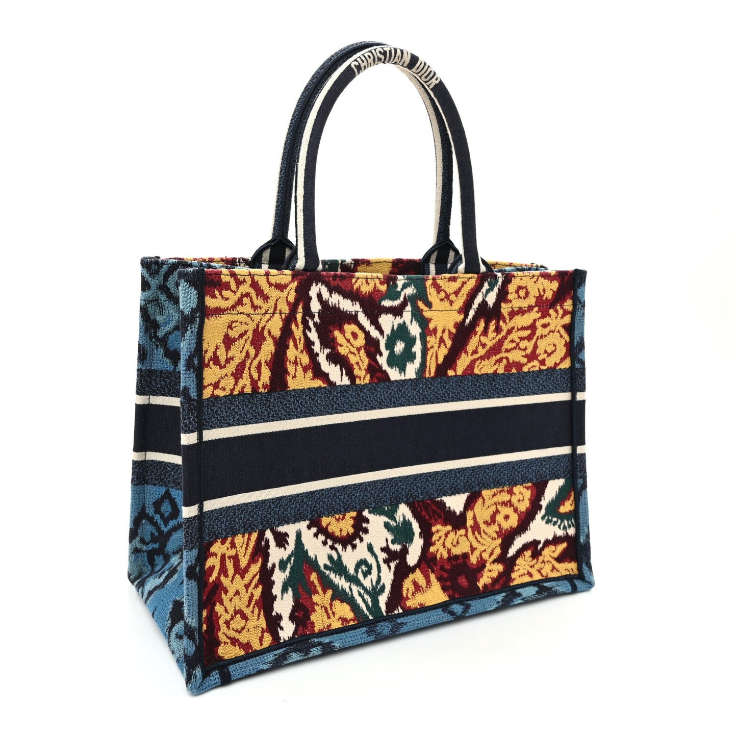 Canvas Embroidered Paisley Medium Book Tote Blue Multicolor