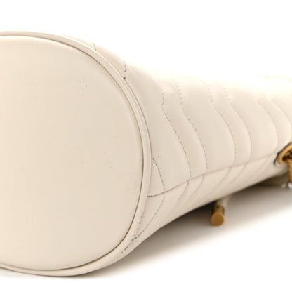 Calfskin Matelasse Mini GG Marmont 2.0 Bucket Bag White