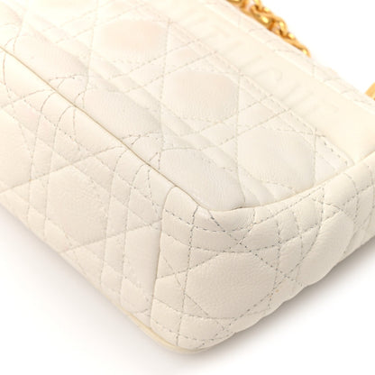 Grained Calfskin Cannage Small Caro Bag White