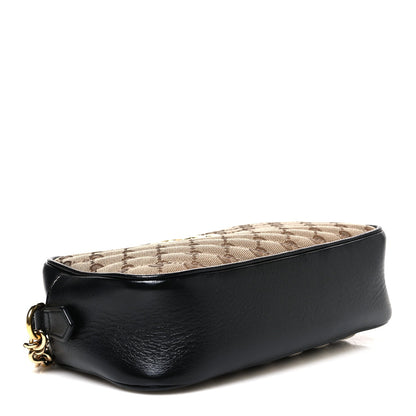 Monogram Matelasse Diagonal Small GG Marmont Chain Shoulder Bag Beige Black