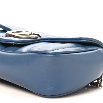 Calfskin Matelasse Aria Super Mini GG Marmont Shoulder Bag Clear Blue