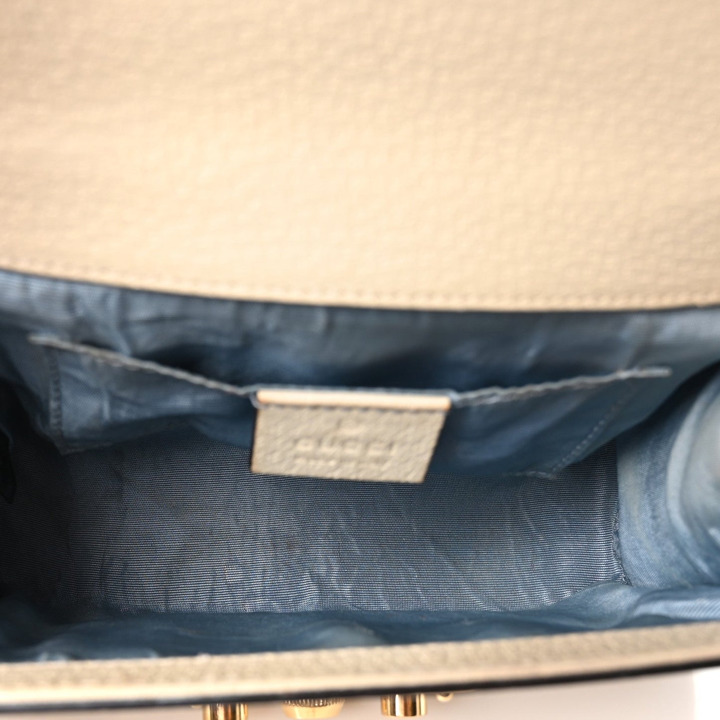 Grained Calfskin Bee Star Small Padlock Shoulder Bag White