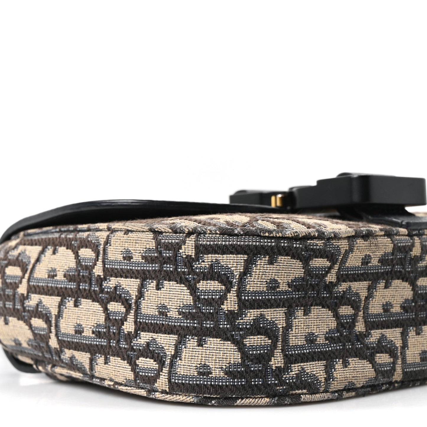 Grained Calfskin Oblique Mini Saddle Messenger Bag With Flap Beige Black