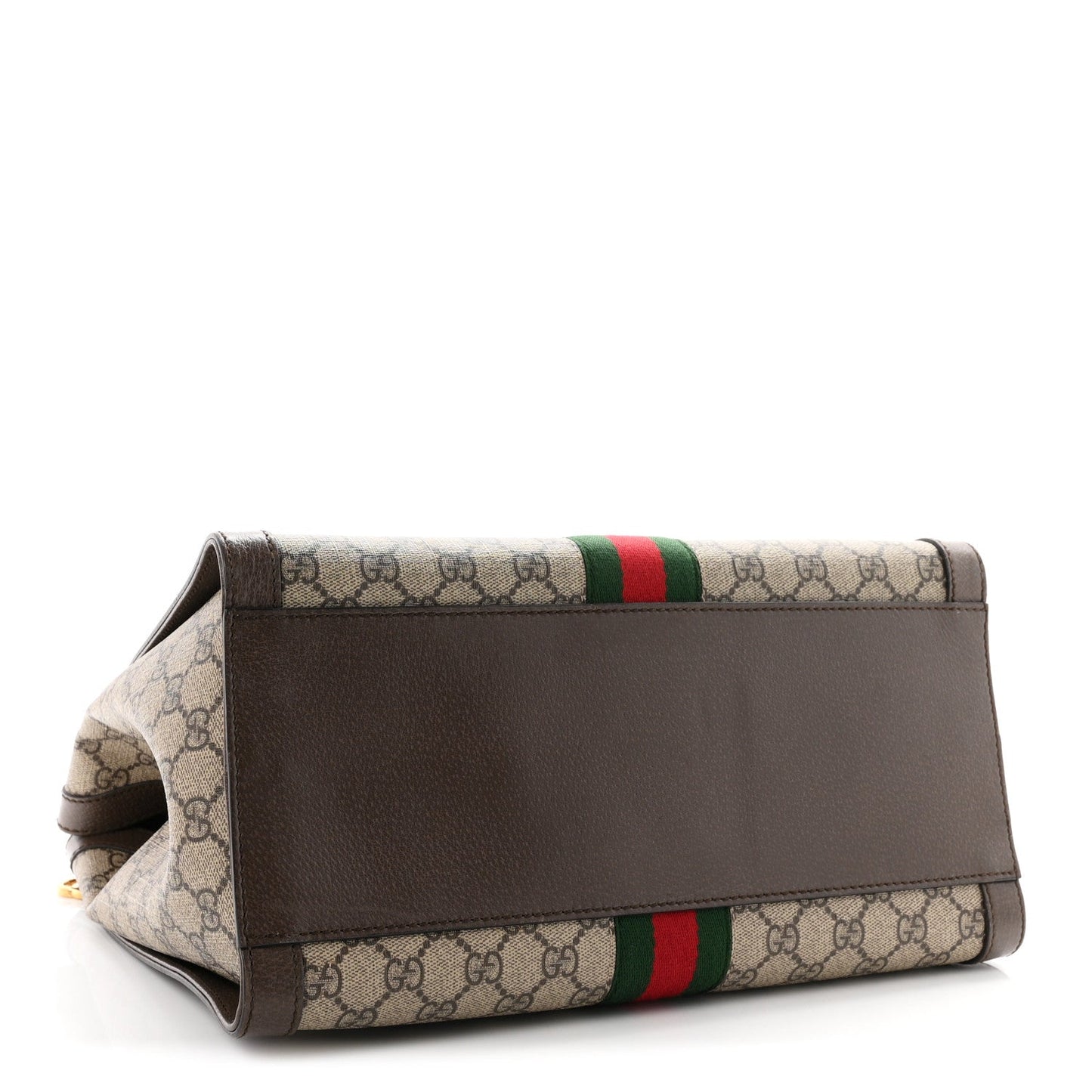 GG Supreme Monogram Web Medium Ophidia Tote Bag Brown