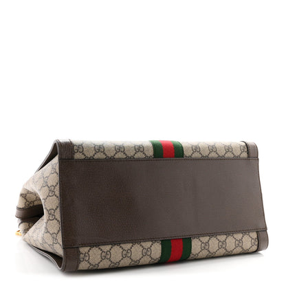 GG Supreme Monogram Web Medium Ophidia Tote Bag Brown