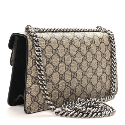 GG Supreme Monogram Suede Crystal Small Dionysus Shoulder Bag Beige Ebony Black Beige Ebony Black
