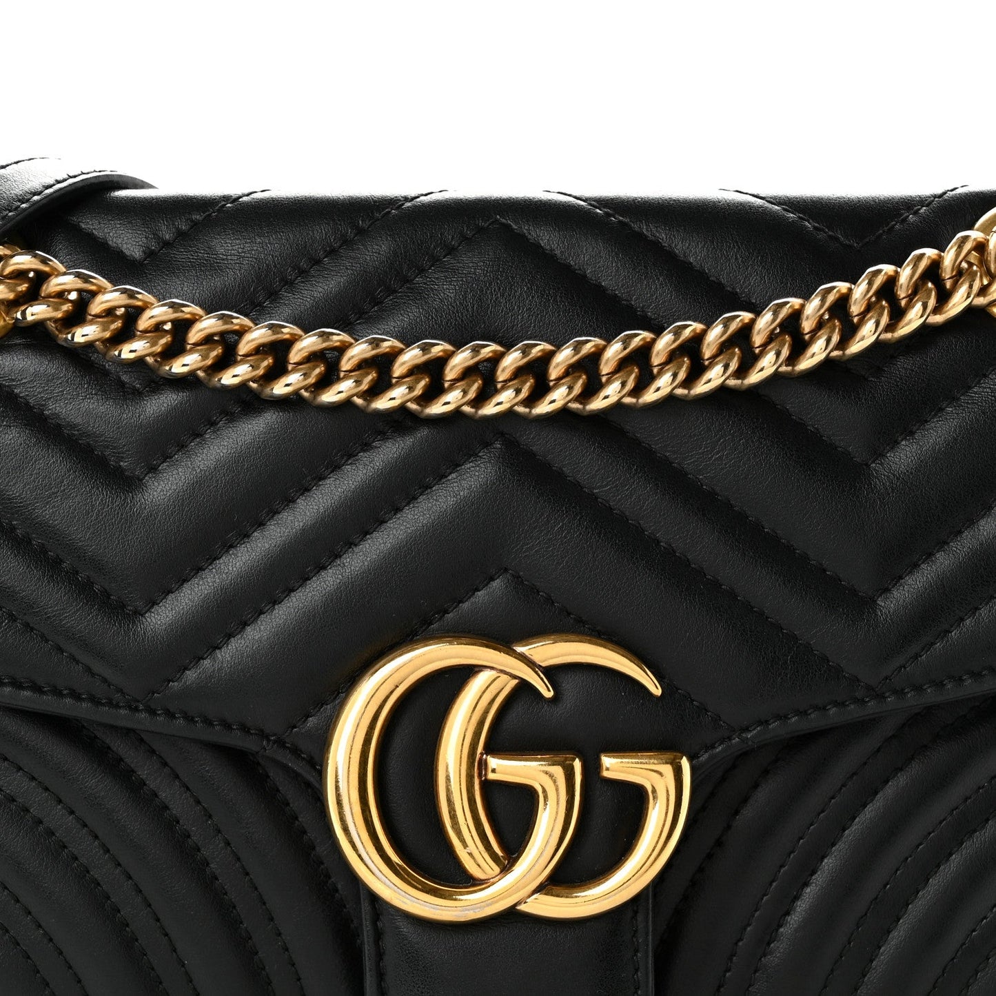 Calfskin Matelasse Small GG Marmont Shoulder Bag Black