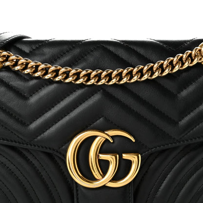 Calfskin Matelasse Small GG Marmont Shoulder Bag Black
