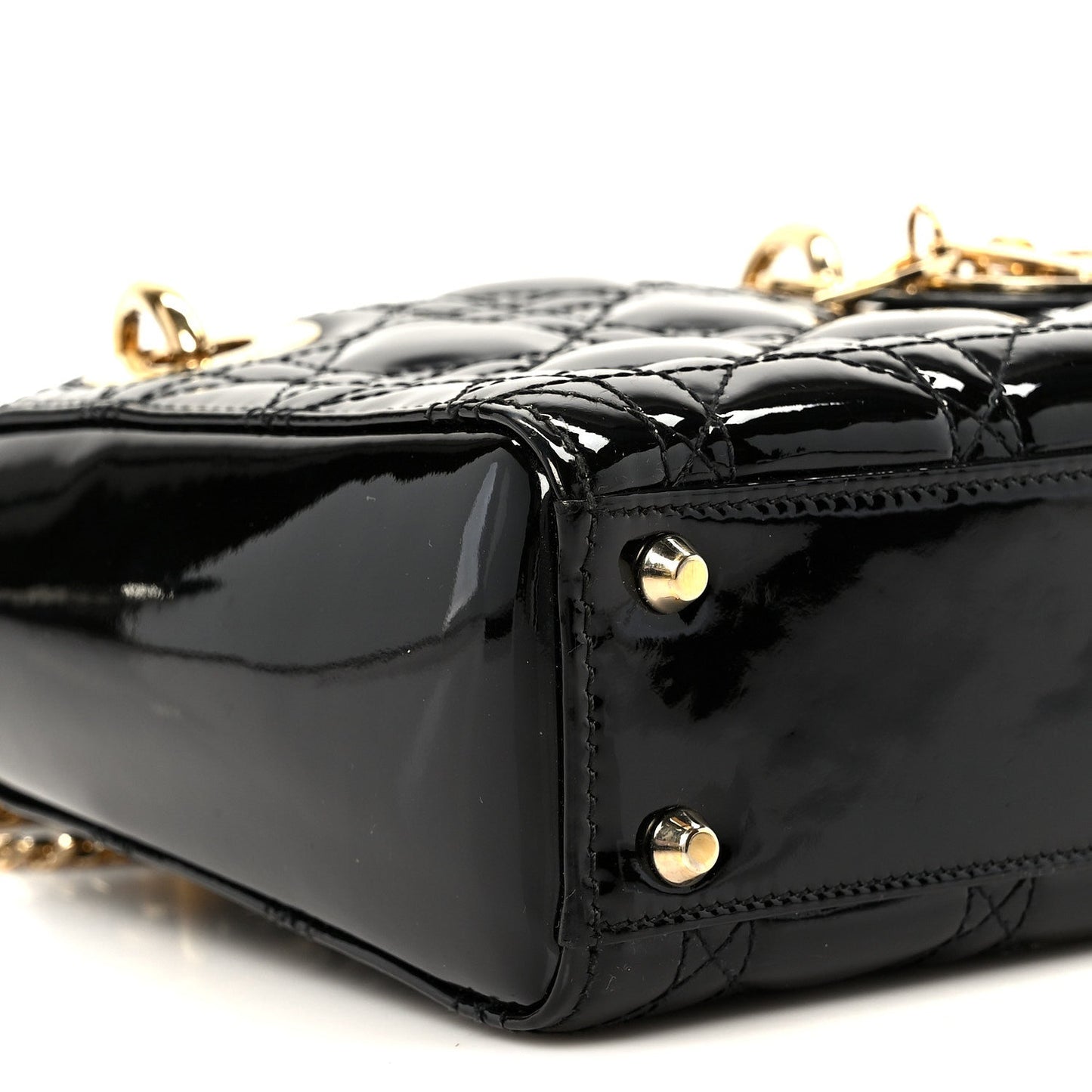 Patent Cannage Mini Lady Dior Black