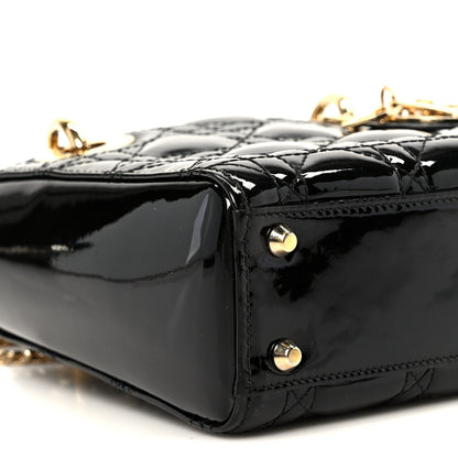 Patent Cannage Mini Lady Dior Black
