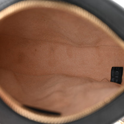 Grained Calfskin Web Mini Ophidia Round Shoulder Bag Black