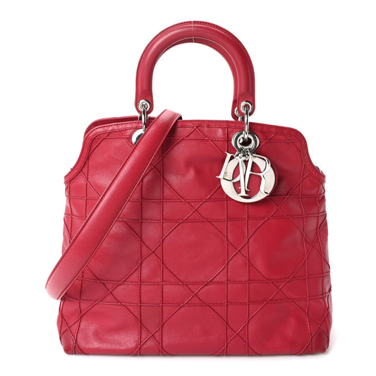 Lambskin Cannage Medium Granville Tote Red