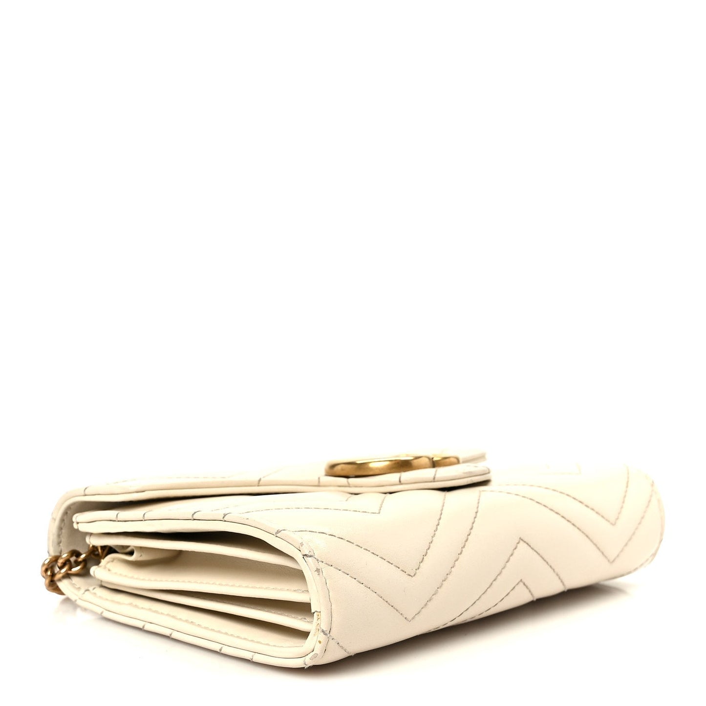 Calfskin Matelasse GG Marmont Chain Wallet Mystic White